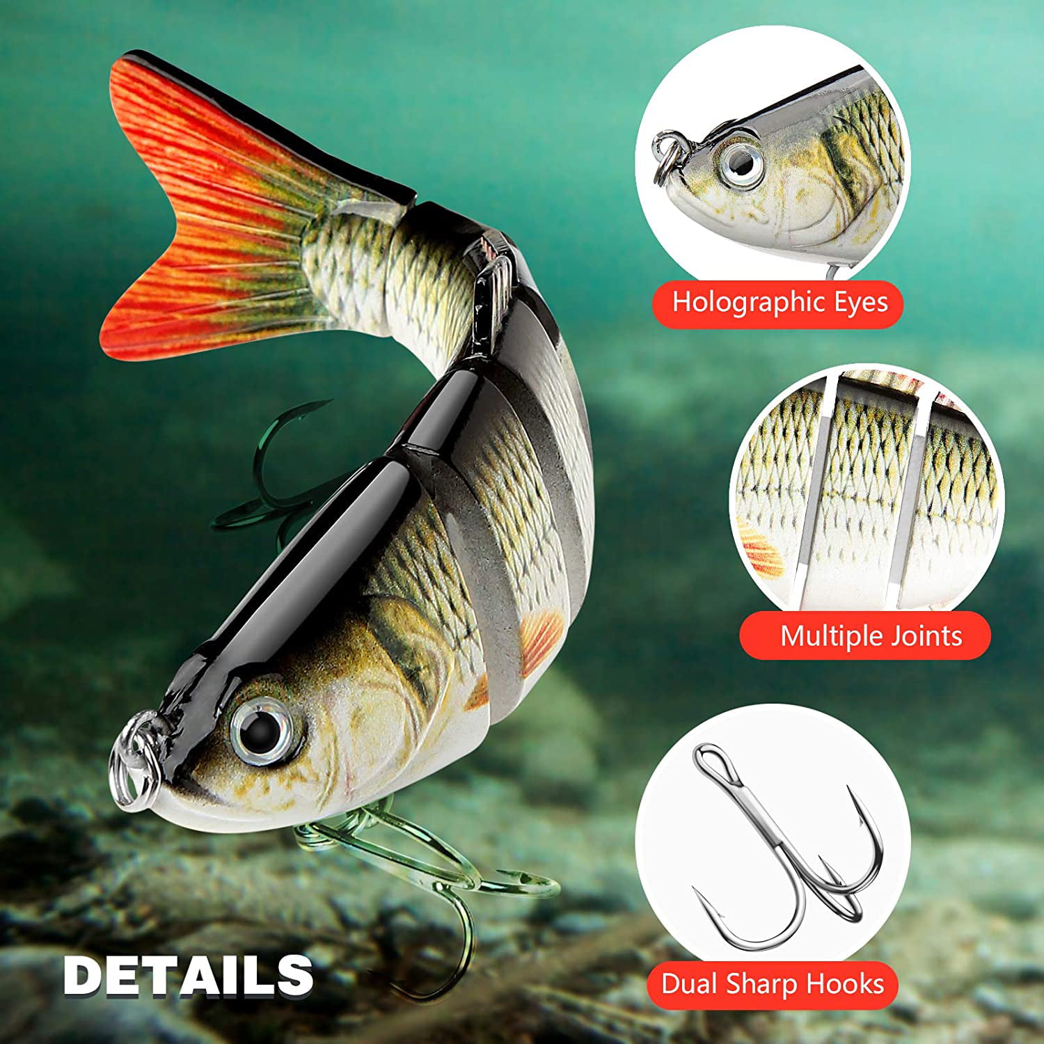 Multijoint Bionic Lures Swimming Lure Lifelike Topwater for Bass Trout 3Pcs  Set Fits Freshwater and Saltwater Lures Men's Fishing Gifts