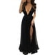 thumbnail image 1 of Gibobby Vestido de noche mujer Vestido de noche de línea A sin espalda con lentejuelas y panel de malla para mujer(Negro,M), 1 of 5