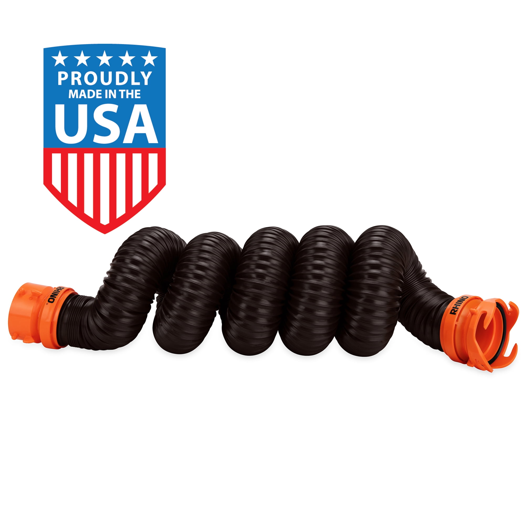 (2 pack) Camco RhinoFLEX 10' RV Sewer Hose Extension, 23 mi of Polyolefin, Black (39763)