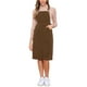 thumbnail image 1 of Vestido midi casual sin mangas de tirantes ajustables de pana para mujer Inspire Chic con bolsillos en tamaño XS color marrón, 1 of 6