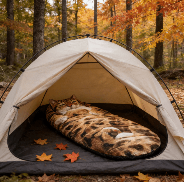 Adult Soft Sleeping Bag – Plush Cat Envelope Sleeping Bag for Camping, Sleepovers & Home Lounging, Washable Warm Blanket 69x31 IN
