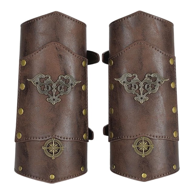 2 protectores de brazo punk, guantelete de vambrace ajustable, armadura de brazo gótica, brazaletes de hebilla medieval para disfraz de vikingo,