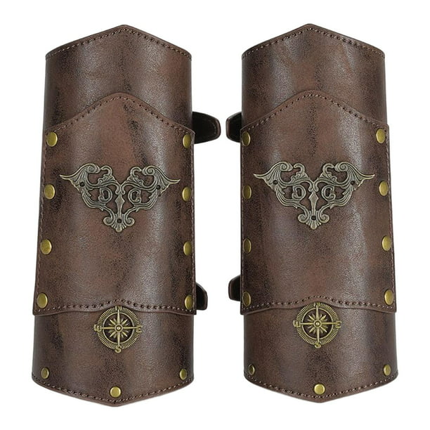 2 Pieces Punk Arm Guards Vambrace Buckled Gothic Medieval Bracers