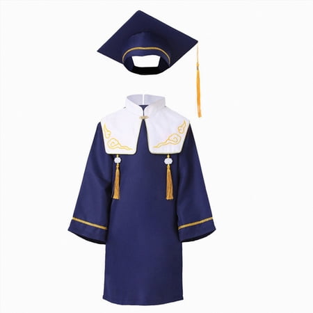 dmqupv Kids Graduation Cap and Gown Tassel Sets Preschool Graduation Cap and Gown 2 Piece Set Kindergarten Grad Gowns Children Graduation Dark Blue 13-14 Years