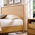 thumbnail image 6 of Aitjunz Modern King Size Bed Frame with 50" Tall Headboard and 3 Storage Drawers, Wood Platform Bed with Curved Design, No Box Spring Needed, Natural, 6 of 8