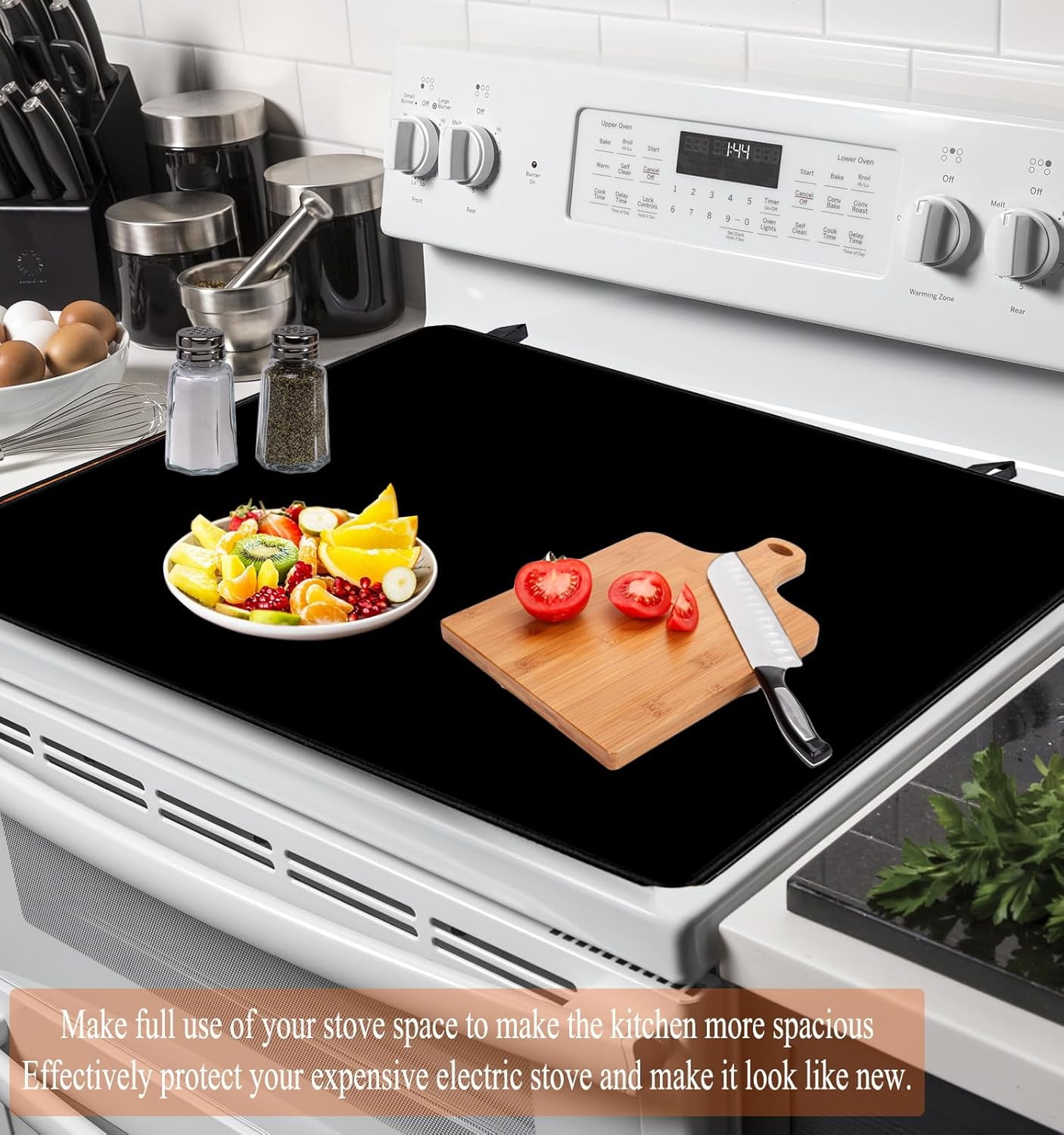 Stove Top Covers, Extra Large Stove Top Cover for Electric, Anti-Slip Waterproof Flat Top Oven Cover Mat Cooktop Cover Protector,Glass Stove Top Protector Expand Stove Space (Black-01, 28.5" X 20.5")