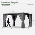thumbnail image 2 of Sunmthink 12' x 14' Louvered Pergola, Outdoor Aluminum Pergola with Curtains & Netting for Decks, Gardens and Backyards, Gray, 2 of 8