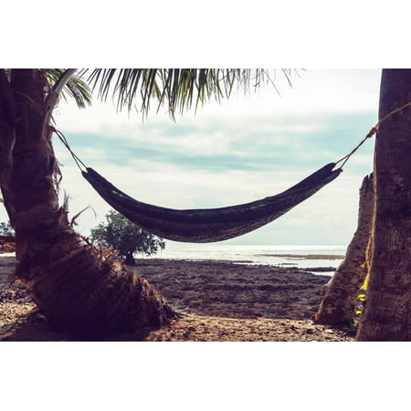 - Hammock between Palm Trees on Beautiful Tropical Beach. Tinted Retro Photo. Neil Island, Andaman An Print Wall Art By diy13