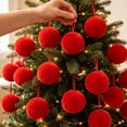 thumbnail image 4 of 1PC Red Fluffy Christmas Pom Pom Ball Ornament, 2.36Inch Plush Fuzzy Hanging Balls, Soft Christmas Tree Decorations, Holiday Hanging Pendants for Wreath, Mantel, Window, Indoor Xmas Home Party Decor, 4 of 7