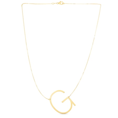 14k Yellow Gold Polished Letter Name Personalized Monogram Initial-g Necklace With Lobster Clasp 18 Inch Pendant Necklac
