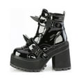 thumbnail image 3 of Demonia ASSAULT-72 Women's 4 3/4" Block Heel Cleated Black Patent Platform Ankle Boots with Rubber Claw Spikes, 3 of 5