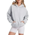 thumbnail image 3 of Huesdet Womens Hoodies Oversized Sweatshirts Pullover Fleece Sweaters Long Sleeve With Pockets Winter Fall Outfits Clothes(Grey,L), 3 of 4