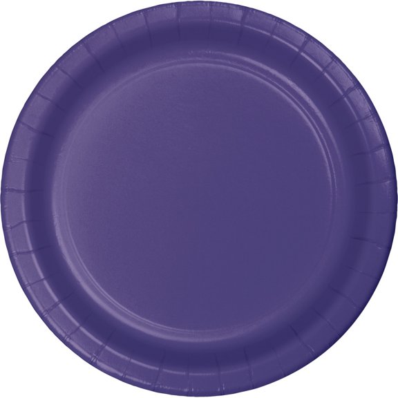 Party Central Disposable Round Luncheon Party Paper Plates - 7" - Purple - Club Pack of 96