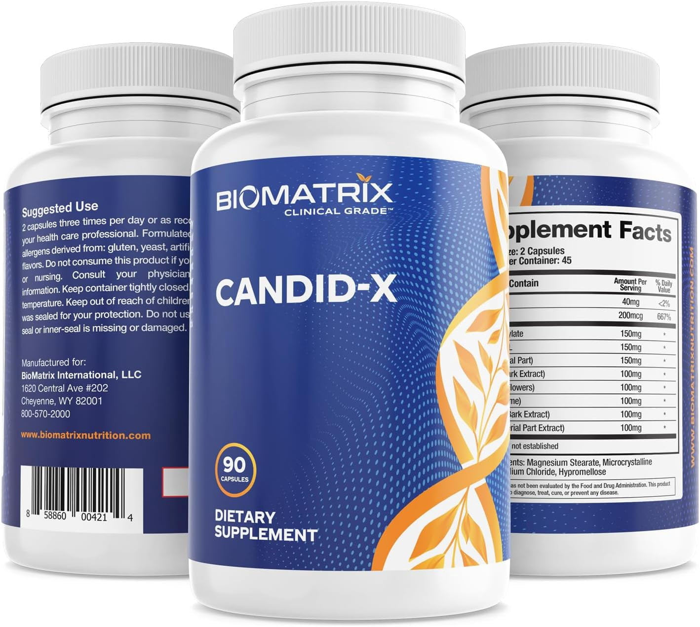 BioMatrix Candid-x | Candida Support, Oregano, Sodium Caprylate, Botanical Complex (90 Capsules)