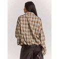 thumbnail image 2 of Women's Brown Striped Jacket, Casual Long Sleeve Outerwear for Fall and Winter, 2 of 8