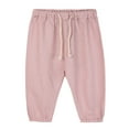 thumbnail image 1 of Kcodviy Kids Toddler Boy Girl Overall Outfits for Toddler Girls Linen Summer Pants Solid Ruffle Color Casual Pants with Toddler Girl Clothes Size 4T Drawstring, 1 of 3