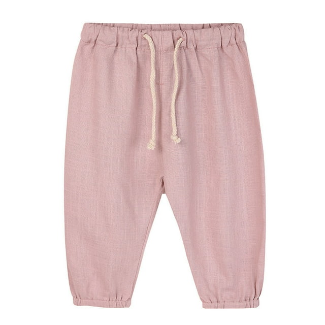 Kcodviy Kids Toddler Boy Girl Overall Outfits for Toddler Girls Linen Summer Pants Solid Ruffle Color Casual Pants with Toddler Girl Clothes Size 4T Drawstring