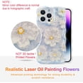thumbnail image 2 of FANZC-Case for iPhone 16 Pro Max, Colorful Retro Oil Painting Flower Laser Glossy Pattern Cute Curly Wave Edge Exquisite Phone Cover Stylish Durable TPU Protective Case for Girl Women - Light Blue, 2 of 4