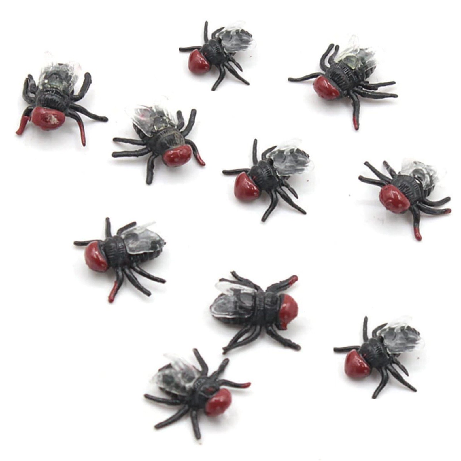 10pcs Fake Fly Flies Bug Plastic Mock Insects Reptile Joke Toys Prank Scary Trick Tricky Brains for Fool's Day Party