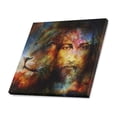 thumbnail image 2 of SUNENAT Blessed Jesus with A Lion in Cosimc Space Wall Art Canvas Print Wooden Frame Abstract Paintings - Wall and Home Decor, 16 x 16 Inches, 2 of 4