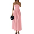 thumbnail image 1 of Vestido largo PRETTYGARDEN para mujer, verano, sin tirantes, línea A, rosa, 1 of 7