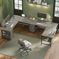 Reversible Grey LShaped Home Office Desk, 63" Computer Workstation