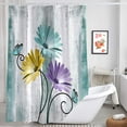 thumbnail image 5 of Rustic Farmhouse Shower Curtain, Farm Teal Daisy Floral Flowers and Butterfly on Country Wooden Shower Curtain for Bathroom, Turquoise Blue Bathroom Shower Curtains with 12PCS Hooks, 70X70IN, 5 of 6