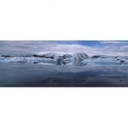 Panoramic Images  Ice Berg Floating On The Water Vatnajokull Glacier Iceland Poster Print by Panoramic Images - 36 x 12