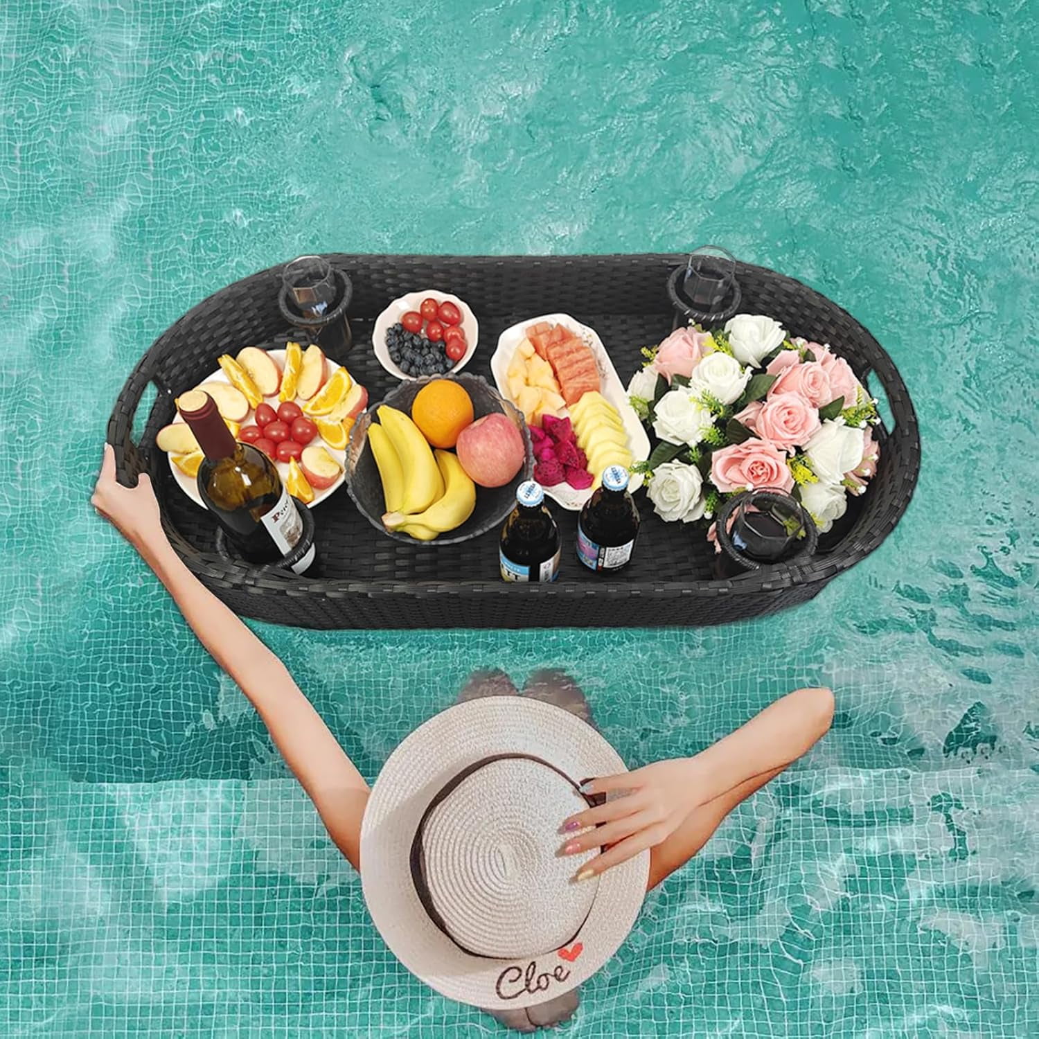 Alomejor Table Flottante Piscine Gonflable – 100 Cm Rond – Plateforme Pour Jeux Et Boissons