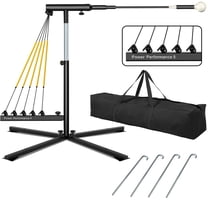 Baseball Softball Swing Trainer with 5 Power Bands,Auto Reset Baseball Training Equipment,Baseball Hitting Trainer,Height Adjustable 31-47 inches Softball Swing Trainer Improve Power,Speed
