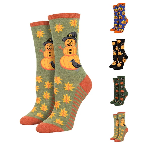 SAZBJOJN Socks for Women Men Halloween Bats Print Colorful Pattern Novelty Cute Mid‑Calf Socks for Men Soft Stretch Accessory for Halloween Party Multicolor A