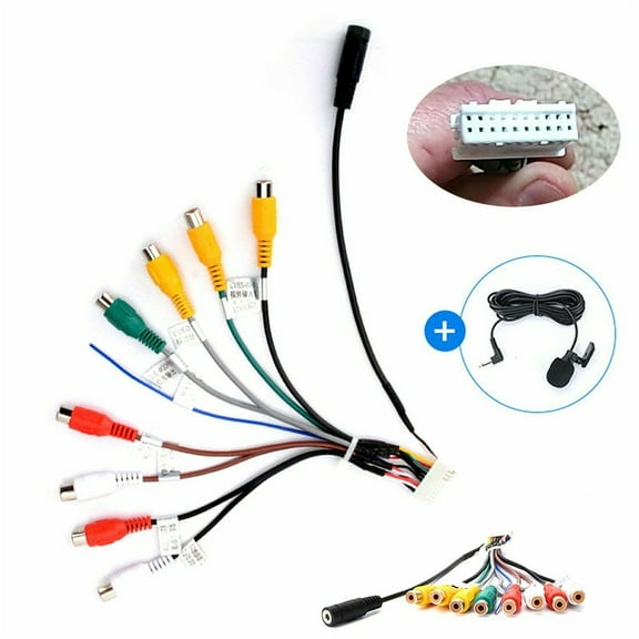 20-PIN Car Auto Stereo Radio RCA Output Wire Aux-in Adapter Cable  MIC Universal