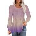 thumbnail image 2 of RXIRUCGD Hauts Décontractés Mode pour Femmes Col Rond Plissé Manches Longues, Rose, Taille : TG, 2 of 5