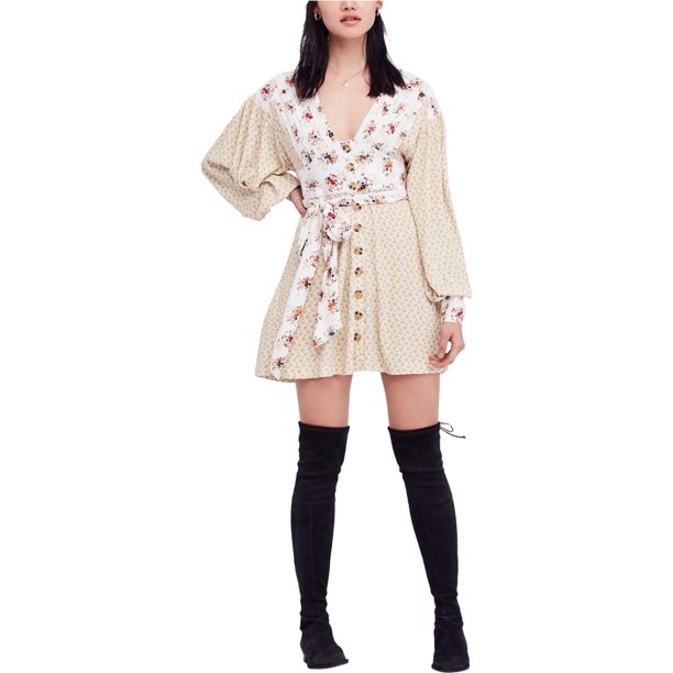 Vestido acampanado Free People para mujer beige grande