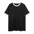 thumbnail image 2 of Fznquz Tee Shirts Mens Cotton Black Short Sleeve Crew Neck Casual Ringer T-Shirt S, 2 of 6