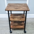thumbnail image 3 of Table Top, 3-Tier Printer Table AV Cart, Height Adjustable, 19X16X30" 3-Shelf Office Machine Cart with Wheels, Heavy Duty Storage Rack for Office and Home, Rustic Brown + Black Work Station Table, 3 of 12