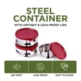 thumbnail image 3 of oliveware Wonder Combo Storage Containers, 3 Stainless Steel Container (450ml, 450ml & 250ml), 100% Leak Proof & BPA Free Lid, Dishwasher Safe - Red, 3 of 5