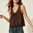 thumbnail image 6 of aohooy Lace Trim Tank Tops for Women Sleeveless Button Down Tie Front Loose Shirts Boho Summer Beach Vacation Crop Blouses 2026 Brown,S, 6 of 8