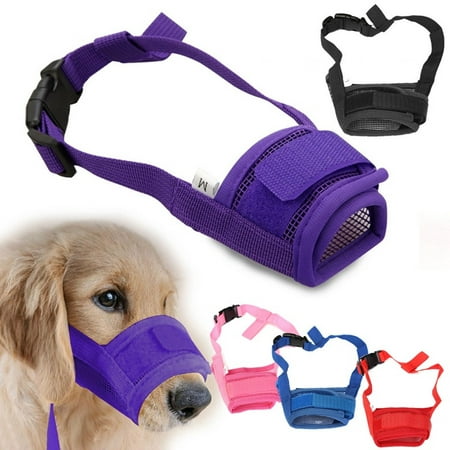 Pet Dog Breathable Mesh Muzzle Mouth Mask Adjustable Anti Bark Chewing Barking Animal