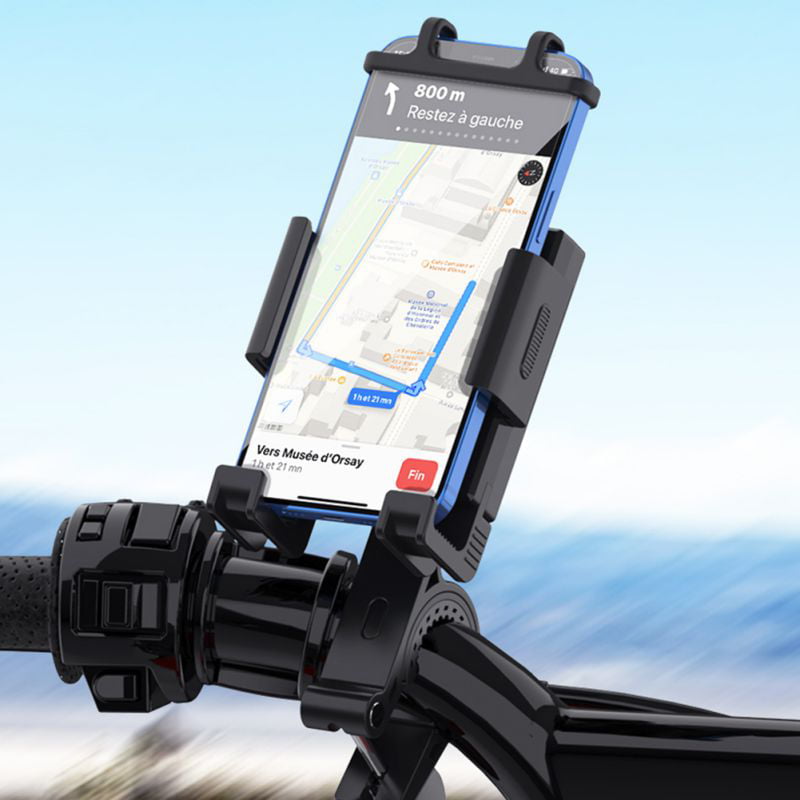 Motorcycle Phone Mount Stand Cradle Clamp Bike Handlebar Accessories Bike Phone Mount Cell Phone Holder 360 Rotation Anti Shake Universal Bike Phone Mount for Stem Mount 