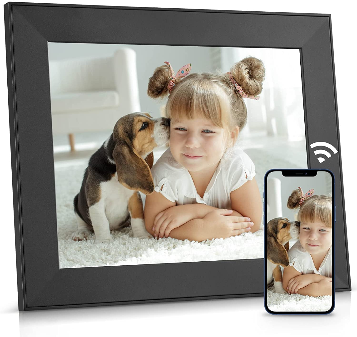 BSIMB Smart WiFi Digital Picture Frame 16GB with Wood Effect Easyto