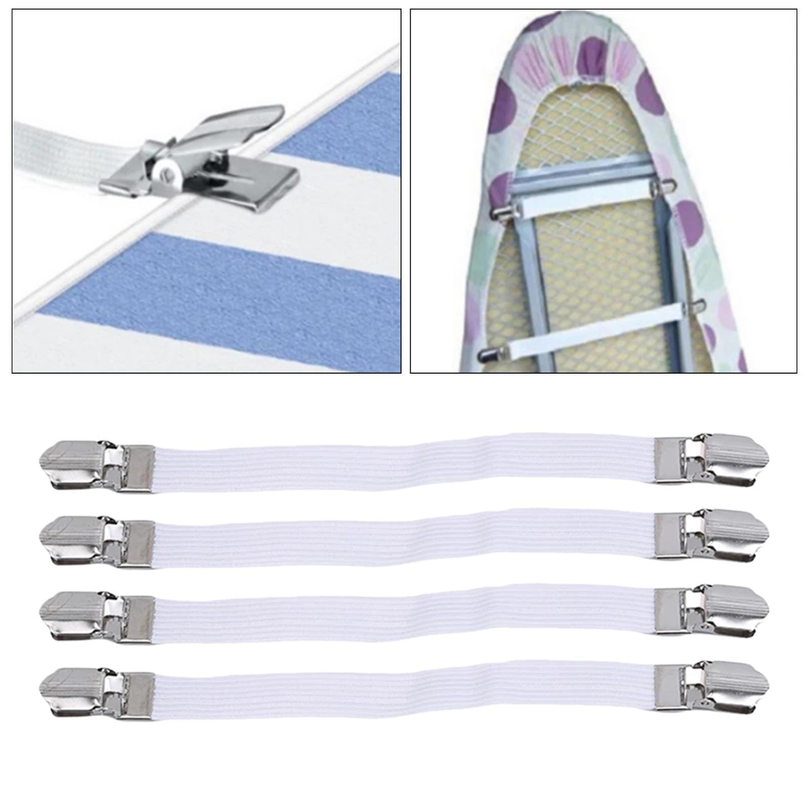 4Pcs Elastic Ironing Board Cover Fasteners, Band Straps Clips, Bed