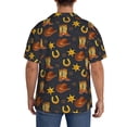 thumbnail image 3 of Balery Wild West Golden Horseshoe Camisa Casual de Manga Corta con Botones para Hombre, Texturizada, Estilo Cubano, para Playa, Verano-XX-Large, 3 of 5