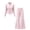 Pink, variant on Girls Athletic Sets Stand Collar Zipper Elastic Long Sleeve Jackets High Waist Flare Pants Kids Yoga Dance Gym Sets 1-12 Years