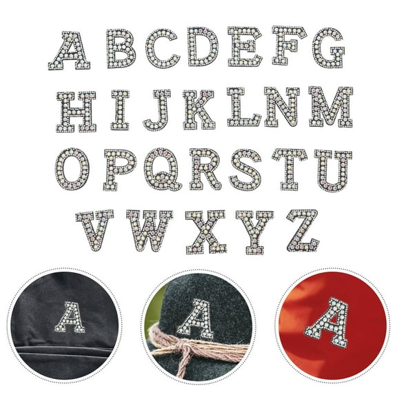 HOOWIFFY 26-Piece Multi-Color Rhinestone Letter Patches Set for Crafts, Scrapbooking, and Projects