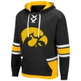 thumbnail image 2 of Men's Colosseum Black Iowa Hawkeyes Lace Up 3.0 Pullover Hoodie, 2 of 3