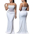 thumbnail image 3 of Vestido PORRCEY Hot Drilling Craft, sexy, de malla transparente, blanco, 3 of 6