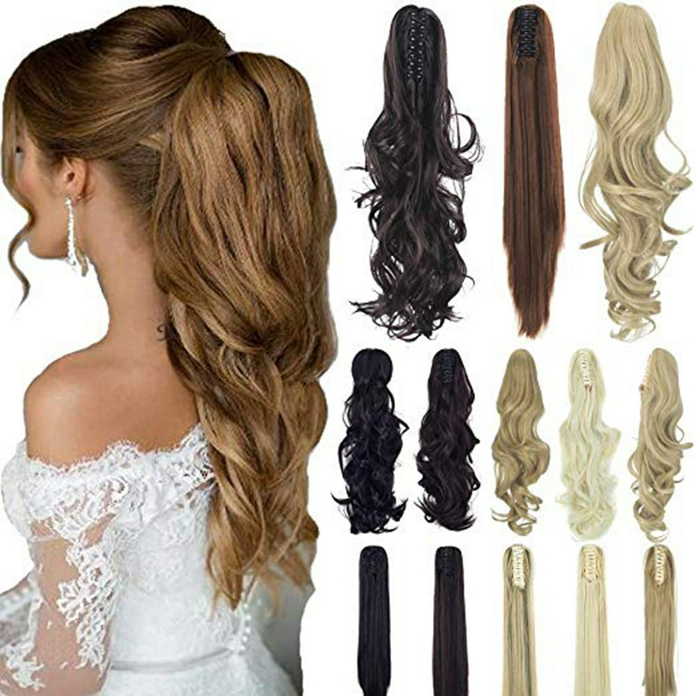 18" 21" Straight Curly Synthetic Clip in Claw Ponytail Hair Extension