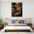thumbnail image 4 of Mudket Leopard on Black Leather Sofa Canvas Wall Art, Luxury Leopard Print Decor Framed Ready to Hang for Living Room Man Cave - 12"L x 8"W, 4 of 10
