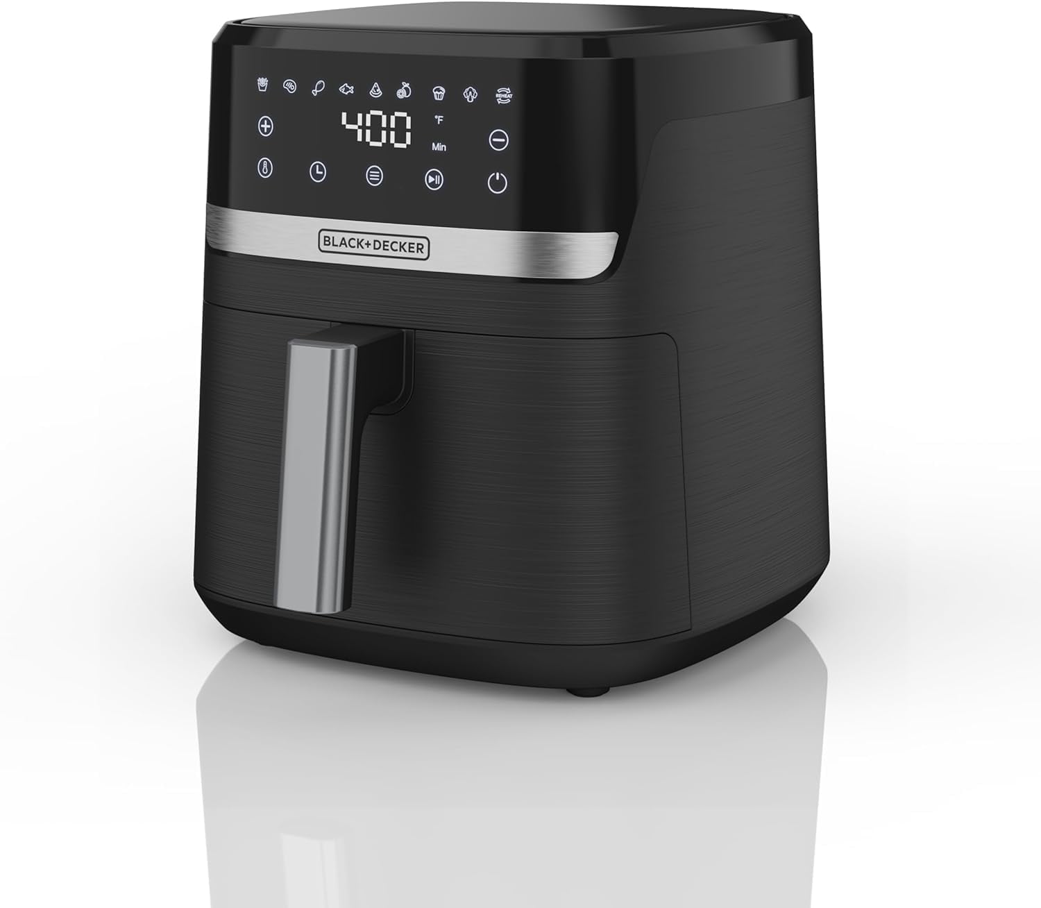 BLACK+DECKER Purify 2-Quart Digital Air Fryer with LED Touchscreen, 9 Presets, Auto Shut-Off, Shake Reminder, Dishwasher Safe Parts, AFBD22-0BD
